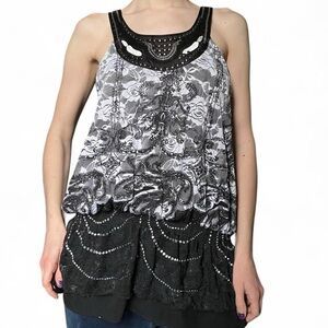 Dressbarn Black and White Lace Blouse